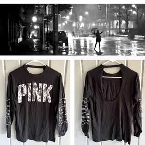 VS PINK Black Open Back Top